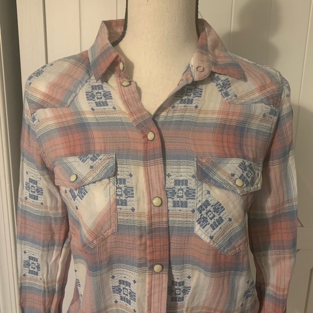 American Eagle Vintage Boyfriend Womens Plaid Button Down Shirt XS New With Tags - Picture 2 of 4